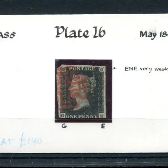 1840 1d black, plate 1b with 3 wide margins, ...