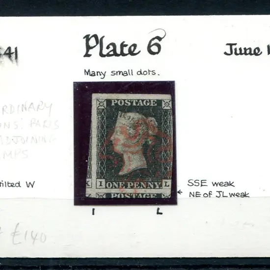 1840 1d black, plate 6 with 3½ wide margins & ...