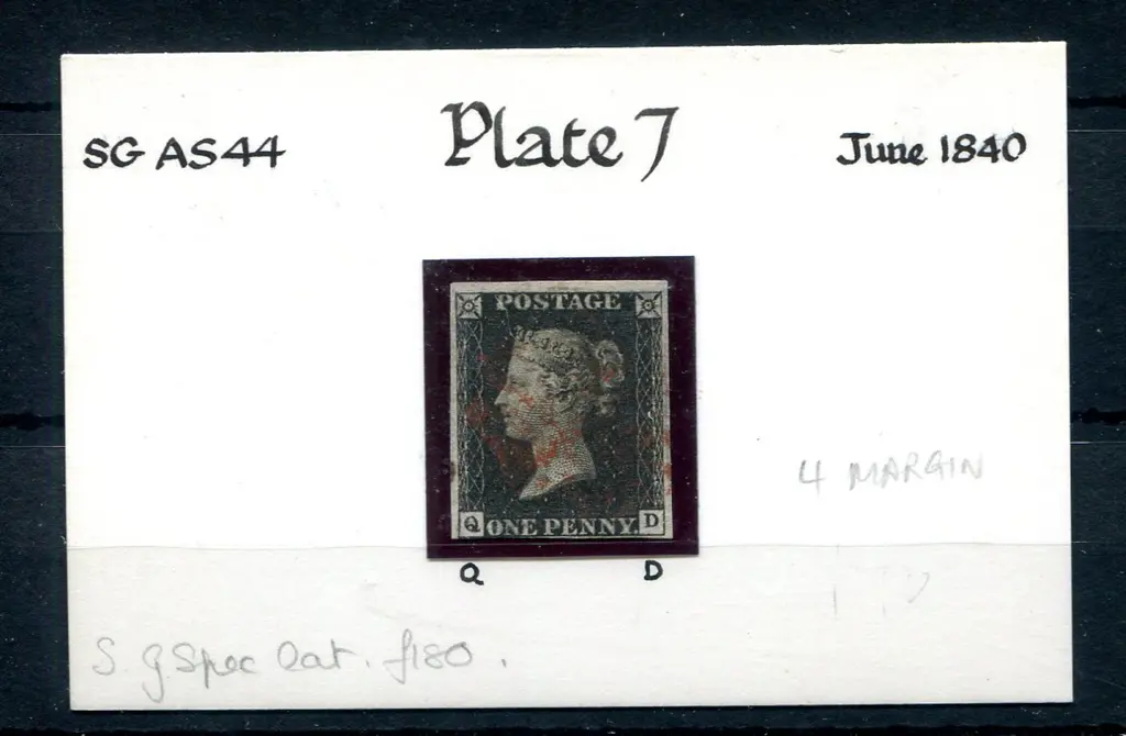 1840 1d black, plate 7 with 3½ margins, just ... Image 1++