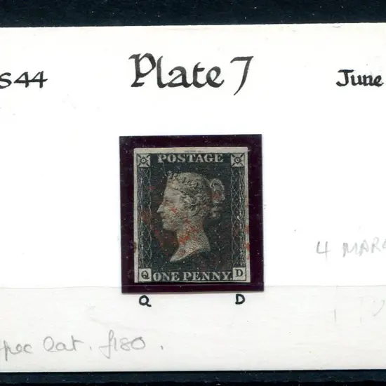 1840 1d black, plate 7 with 3½ margins, just ...