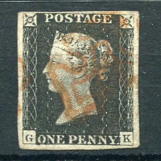 1840 1d black, plate 7 with 4 clear margins. ...
