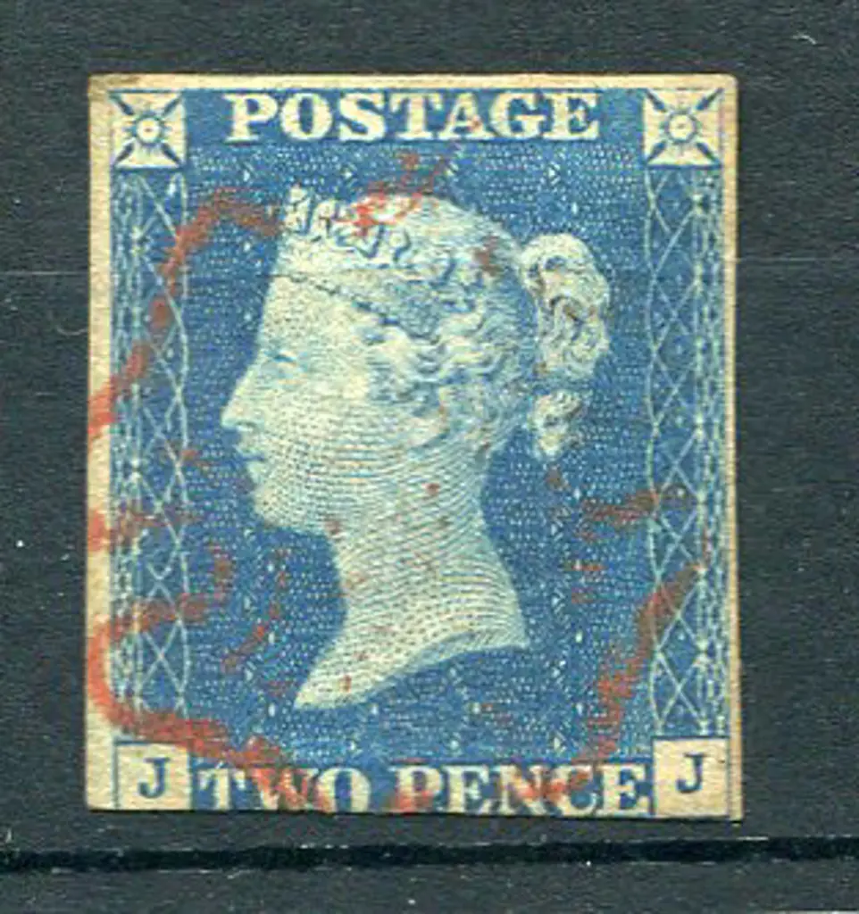 1840 2d blue with 3 clear margins & just cut into ... Image 1++