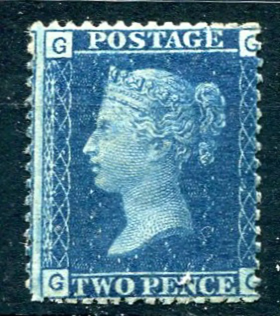 1858/76 2d blue, plate. 15. MH with large part ... Image 1++