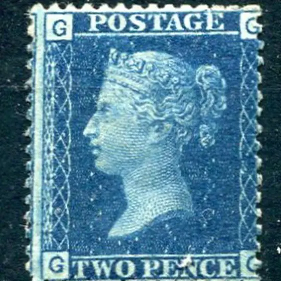 1858/76 2d blue, plate. 15. MH with large part ...
