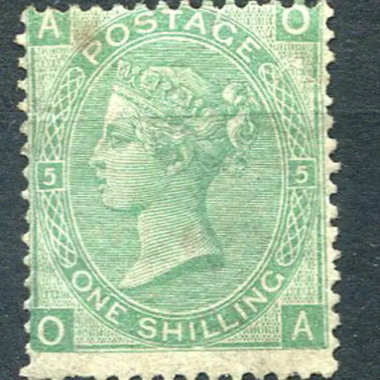 1867/80 1/- green, plate 5. MLH with original gum ...
