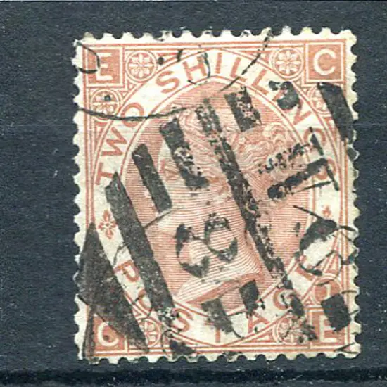 1867/80 2/- brown QV with bold "socked on the ...