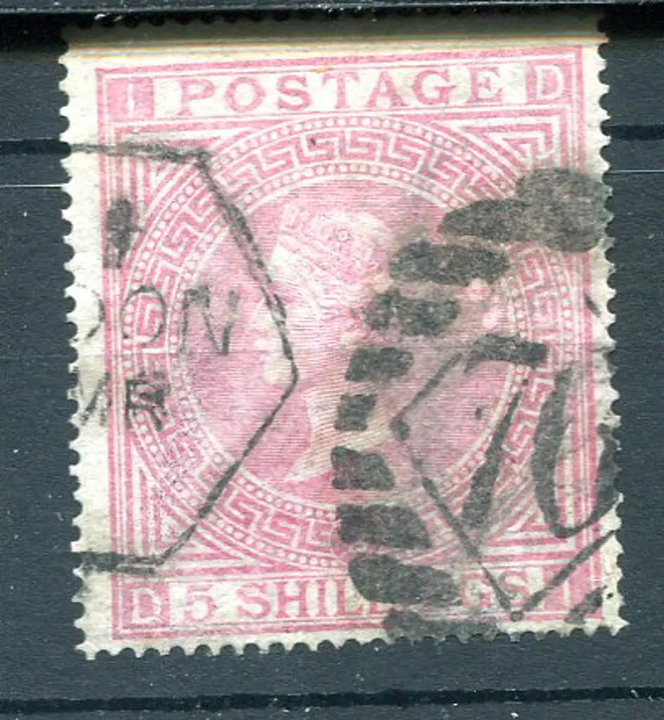 1867/83 5/- rose, plate 2. Used with bold duplex ... Image 1++