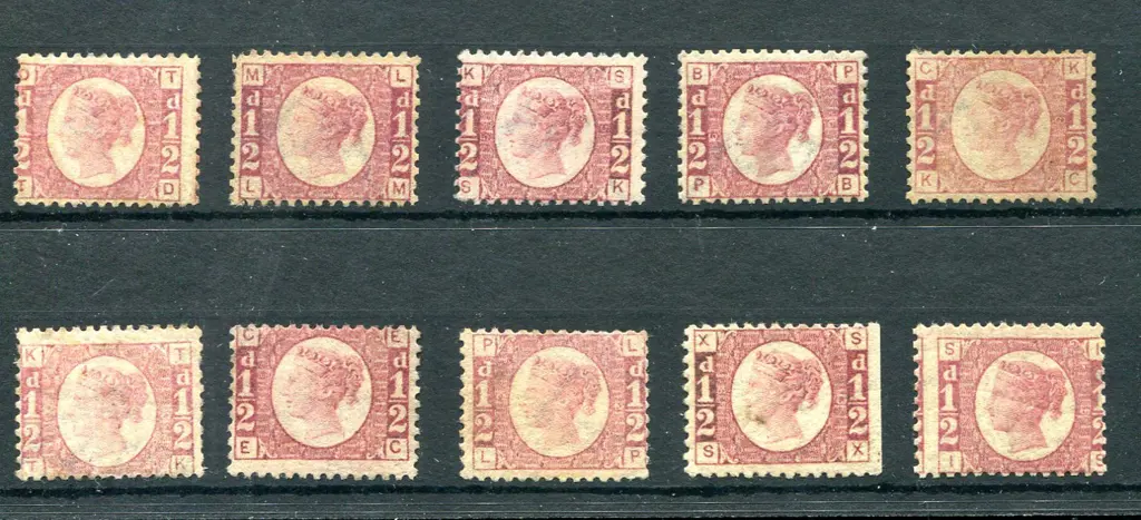 1870/71 ½d rose/rose-red , plates 2 to 13 (excl ... Image 1++