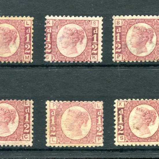 1870/71 ½d rose/rose-red , plates 2 to 13 (excl ...