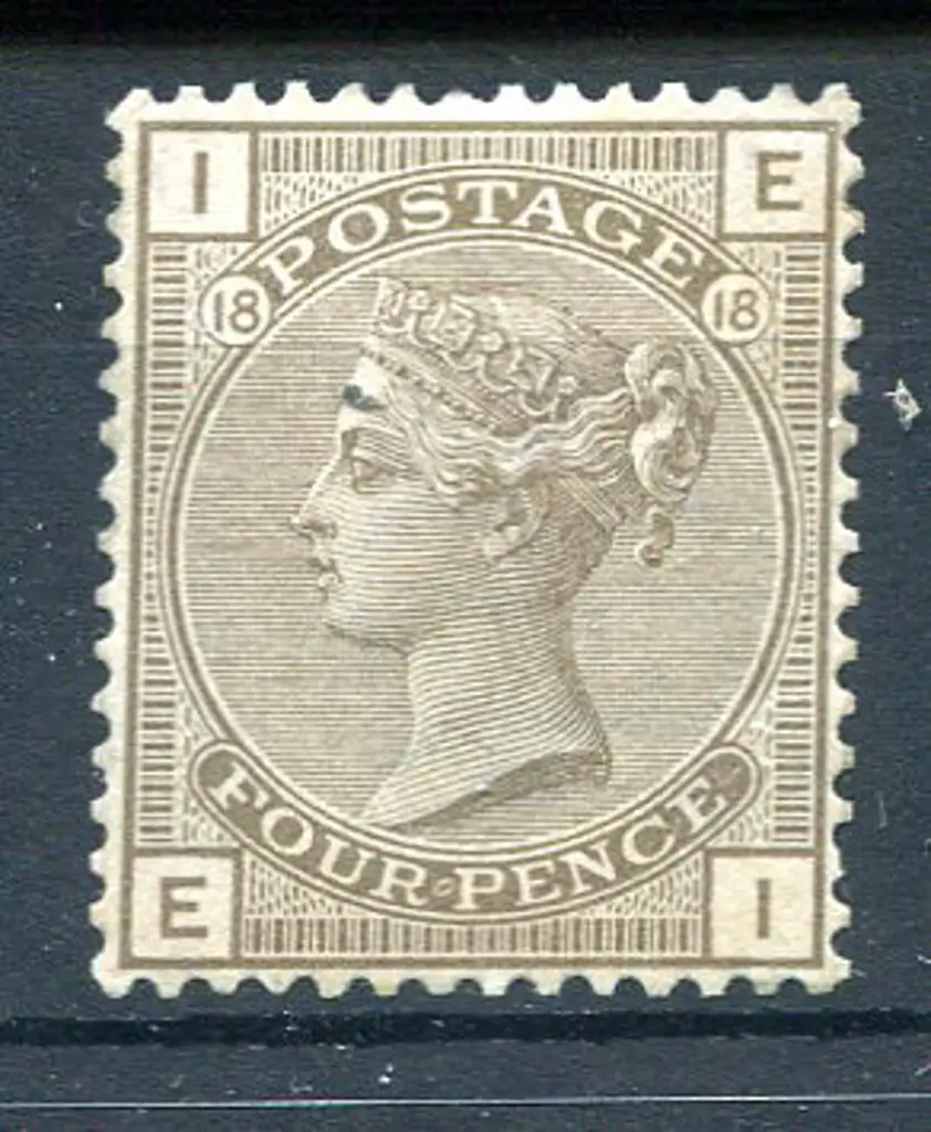 1880/83 4d brown, plate 18 with coloured letters ... Image 1++
