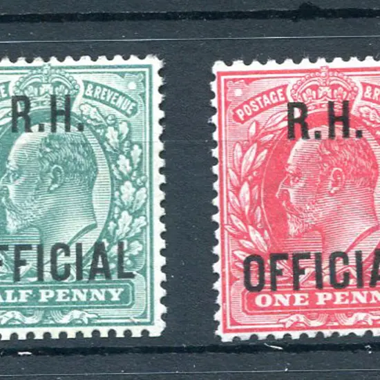 1902 ½d blue-green, 1d scarlet KEVII ovptd "R.H. ...