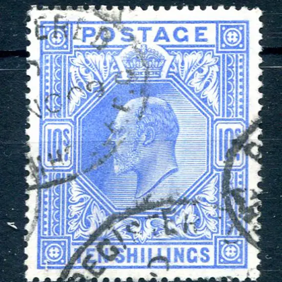 1902/10 10/- ultramarine KEVII. Good to fine used ...