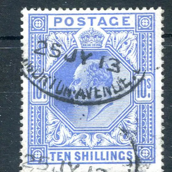 1911/13 10/- blue KEVII. F/U with 26 JY 1913 ...