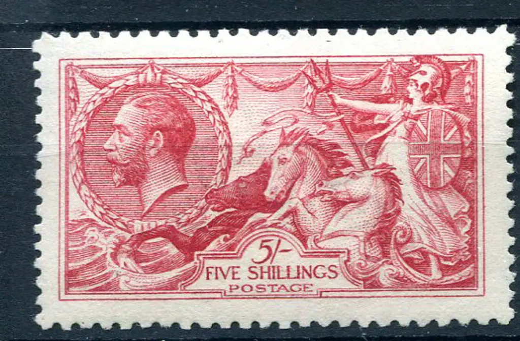 1913/18 5/- bright carmine DLR. Superb MUH with ... Image 1++