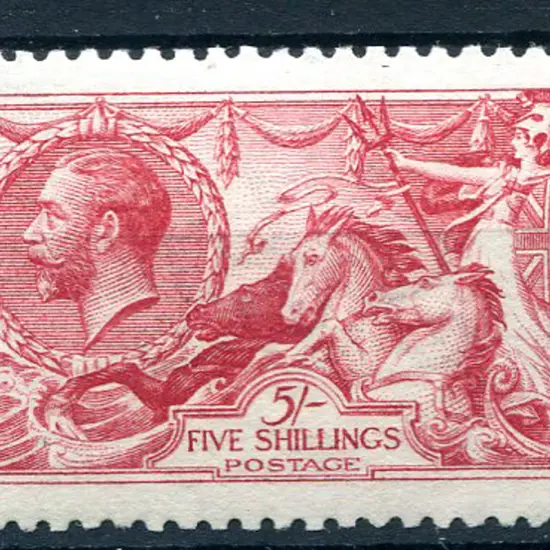 1913/18 5/- bright carmine DLR. Superb MUH with ...