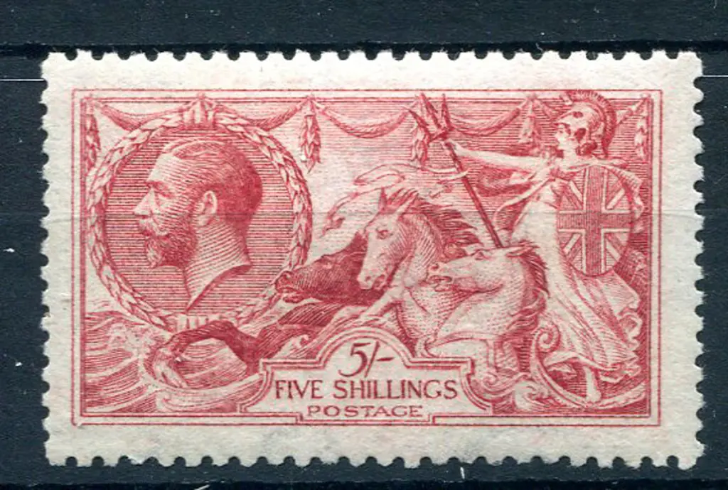 1913/18 5/- pale carmine from the worn plate DLR. ... Image 1++