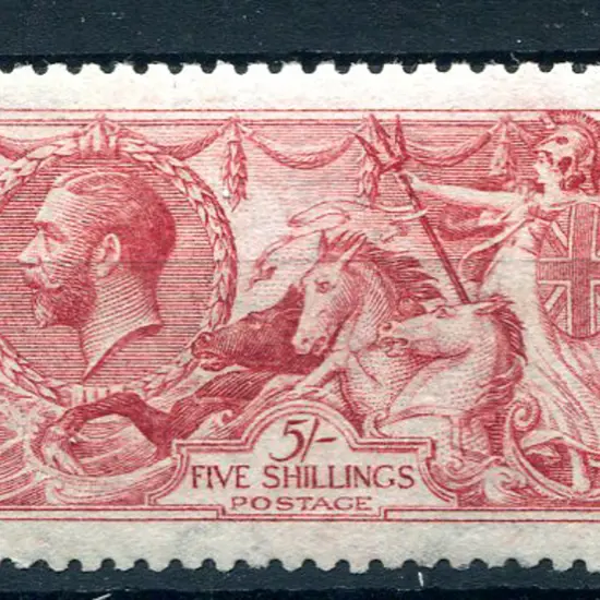 1913/18 5/- pale carmine from the worn plate DLR. ...