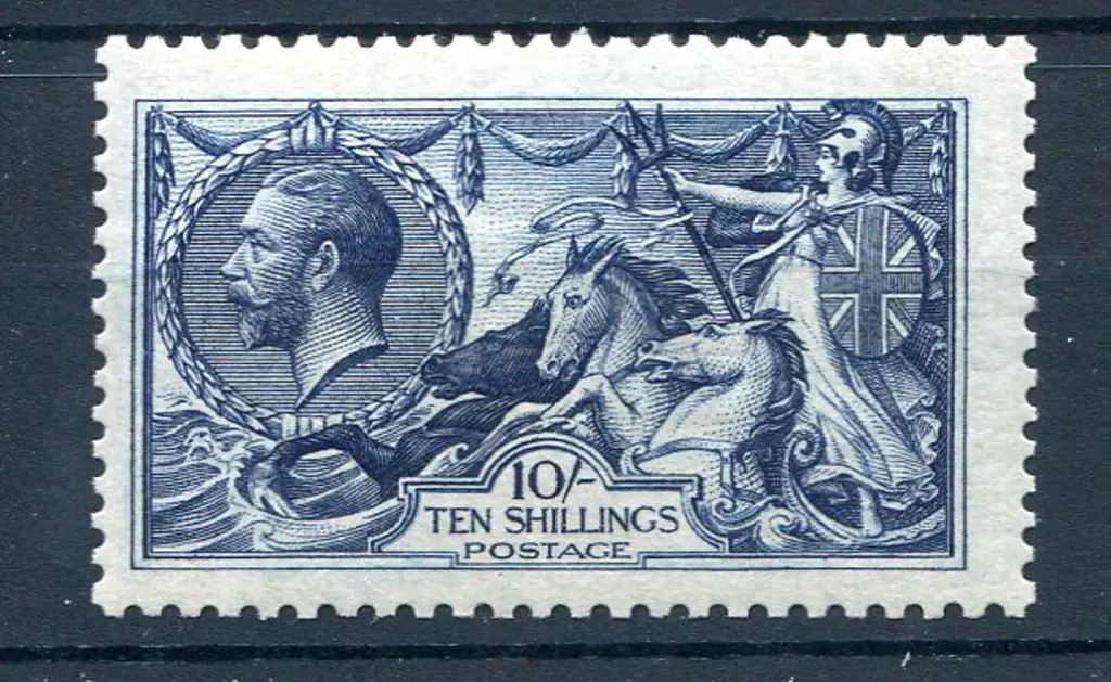 1913/18 10/- indigo Waterlow. Fine MUH, centred ... Image 1++