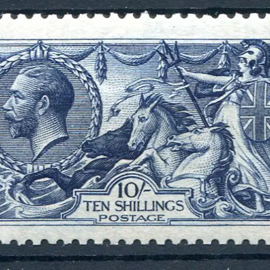 1913/18 10/- indigo Waterlow. Fine MUH, centred ...