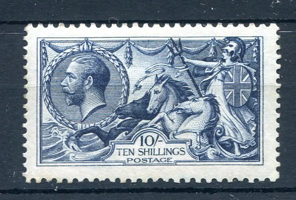 1913/18 10/- indigo-blue Waterlow. MLH with ... Image 1++