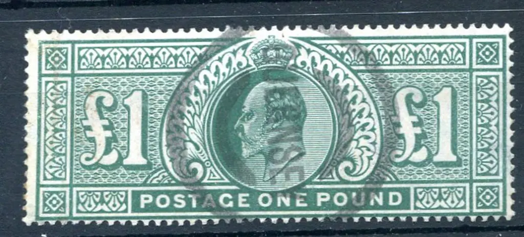 1911/13 £1 deep green KEVII. F/U by Guernsey ... Image 1++