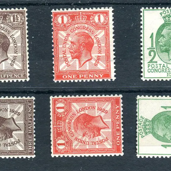 1929 ½d, 1d & 1½d UPU in wmk inverted & wmk ...