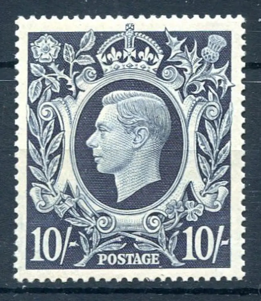 1939/48 10/- dark blue. MUH. SG 478, Cat. £260 Image 1++