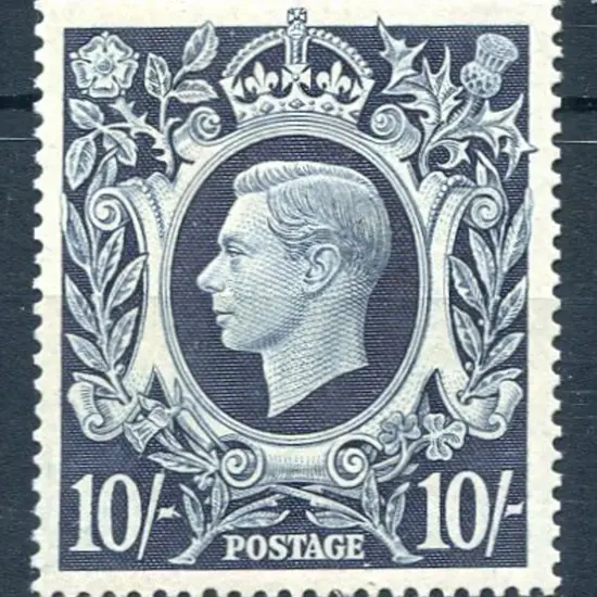 1939/48 10/- dark blue. MUH. SG 478, Cat. £260