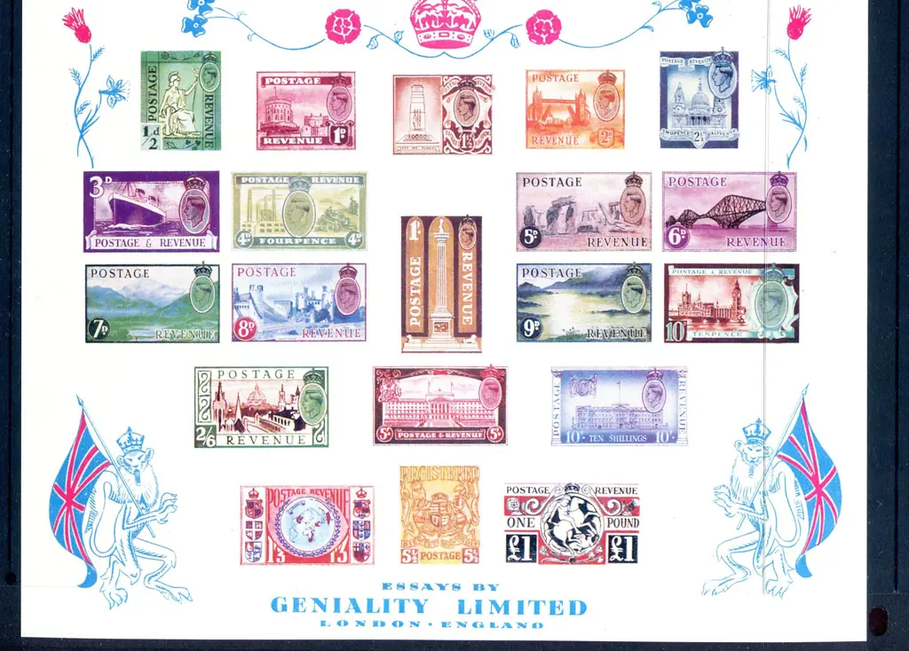 1950 ½d to £1 KGVI Geniality imperforate stamp ... Image 1++