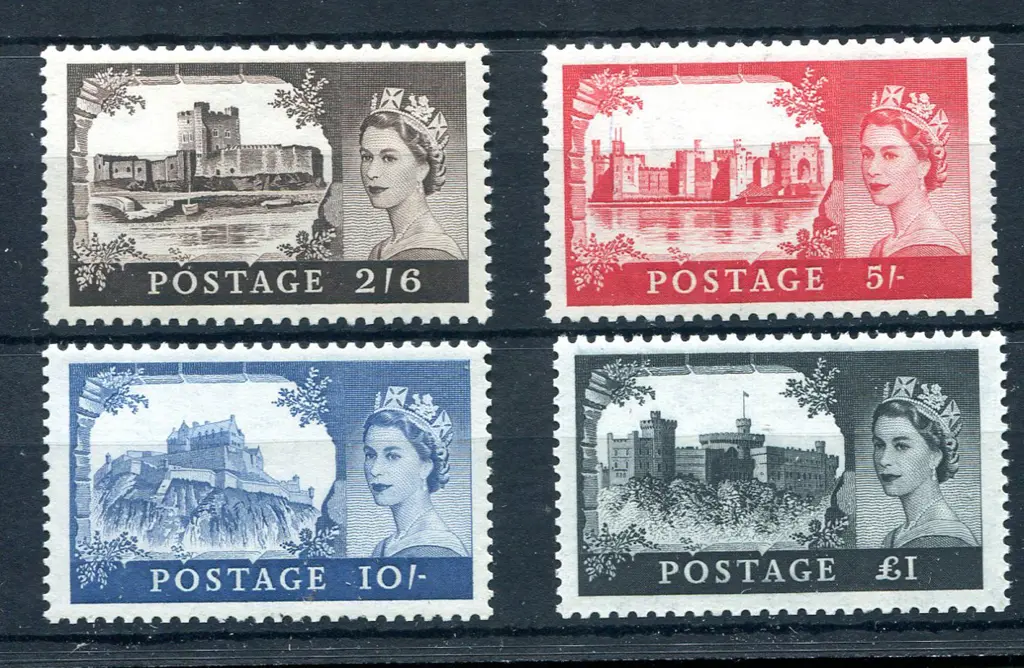 1955 QEII Castles, DLR printing set of 4. Fine ... Image 1++