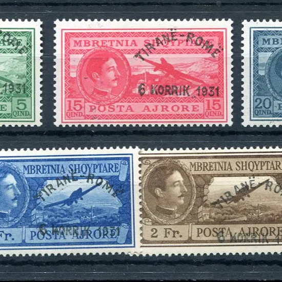 1931 "TIRANE - ROME" Airmail ovpts to 3f. Fine ...