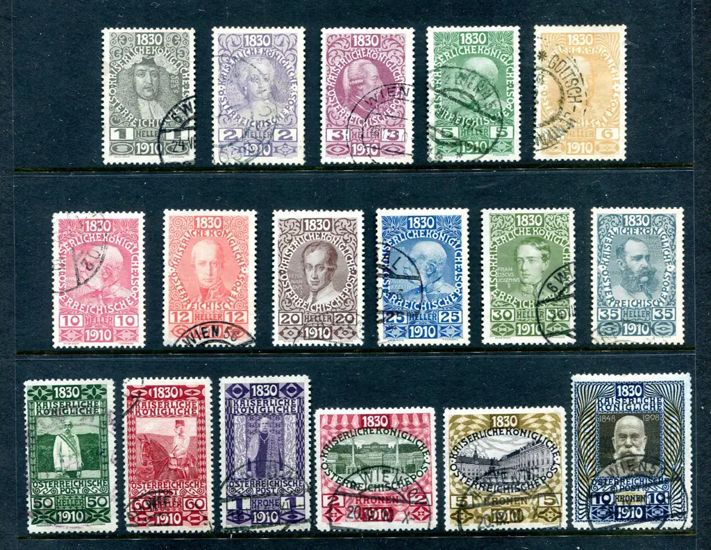 1910 Emperor's Accession Anniv set of 17. F/U. SG ... Image 1++