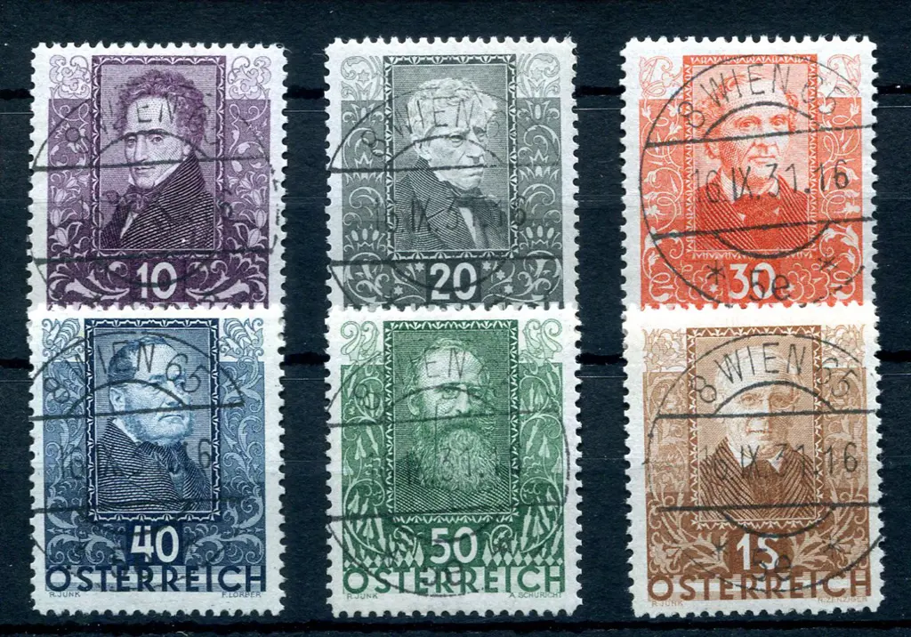 1931 Writers set of 6. CTO with "bullseye" cds's. ... Image 1++