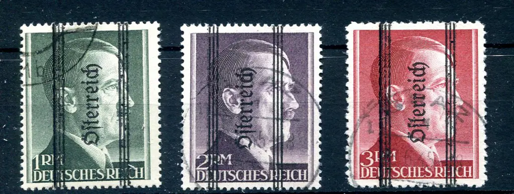 1945 1rm, 2rm & 3rm Hitler with 16¼mm ovpt. Fine ... Image 1++