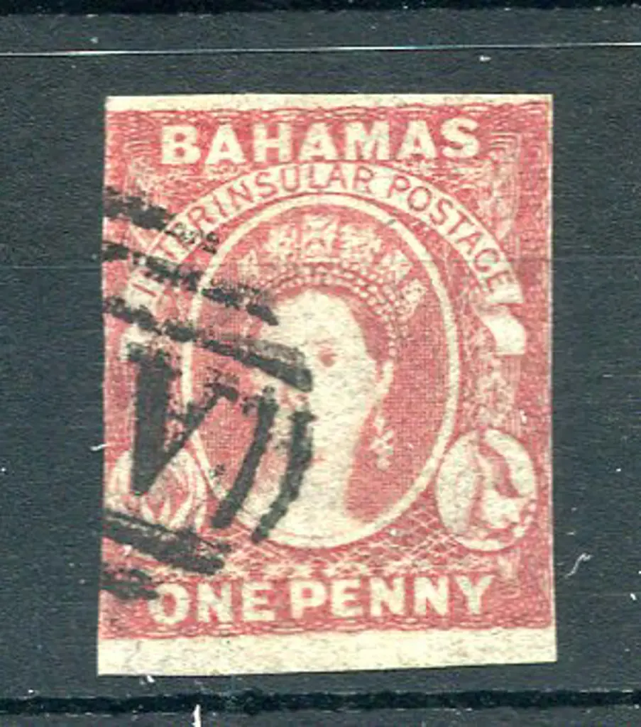 Bahamas 1859/60 1d dull lake imperf on thin paper. ... Image 1++