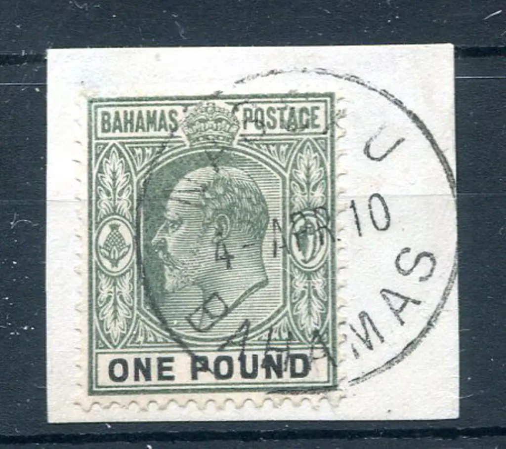1902/07 £1 KEVII. F/U on piece tied by Nassau 4 ... Image 1++