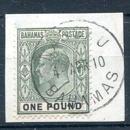 1902/07 £1 KEVII. F/U on piece tied by Nassau 4 ...