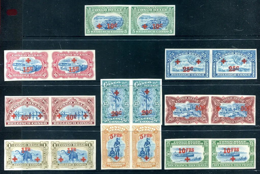 Belgian Congo 1918 Red Cross set of 9 ungummed ... Image 1++