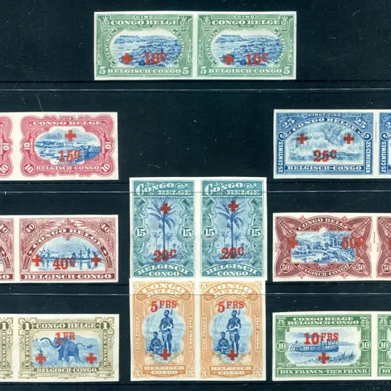 Belgian Congo 1918 Red Cross set of 9 ungummed ...