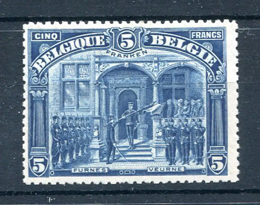 1915 5f blue Franken. MLH with small black mark on ... Image 1++