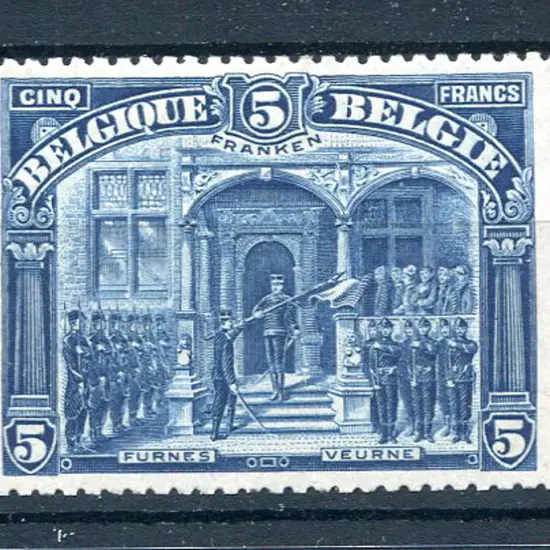 1915 5f blue Franken. MLH with small black mark on ...