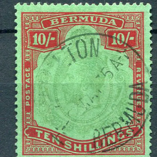 1924 10/- green & red/pale emerald KGV. Fine used. ...