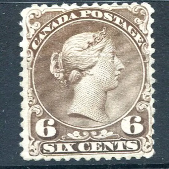 1868/70 6¢ blackish-brown. MNG, well centred. A ...