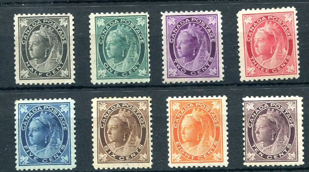 1898 QV "Four leaves" set of 8. Fresh MLH/MH, the ... Image 1++