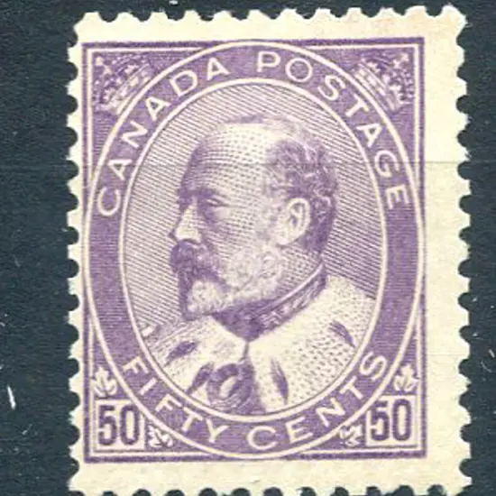 1903/12 50¢ deep violet  KEVII. Fine MUH, centred ...