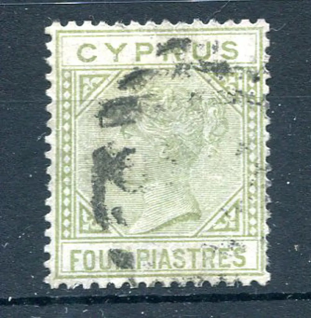 Cyprus 1881 4p pale olive-green, CC wmk. Good to ... Image 1++