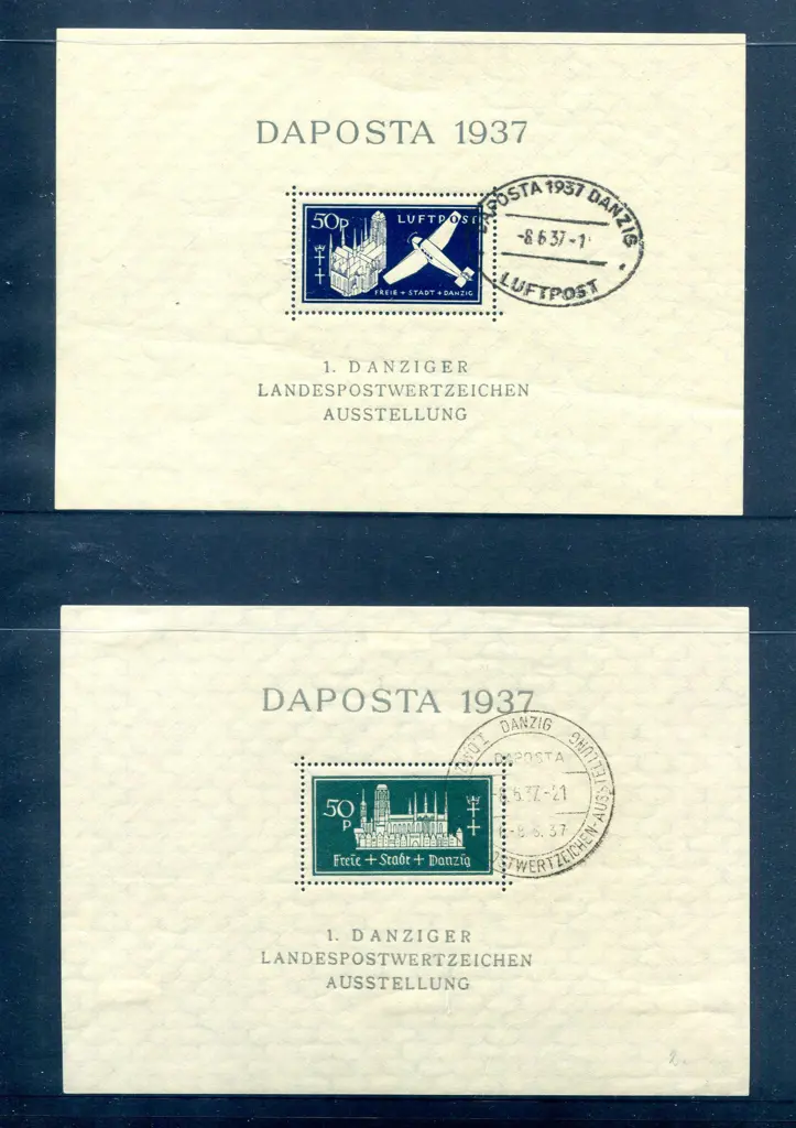 Danzig 1937 Daposta postage & Air M/S's CTO with ... Image 1++