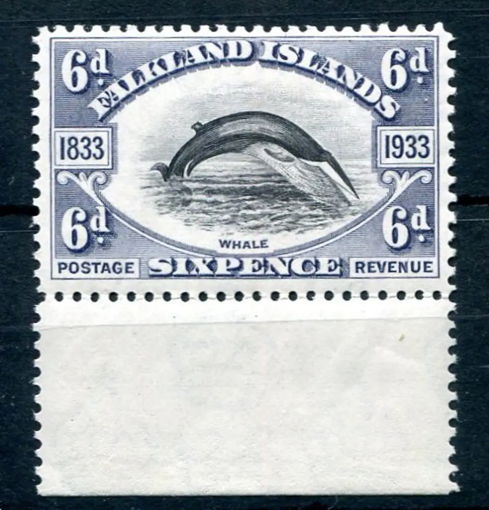 1933 6d black & slate Whale Centenary. Fine ... Image 1++