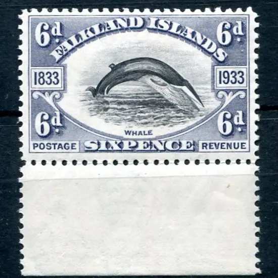 1933 6d black & slate Whale Centenary. Fine ...