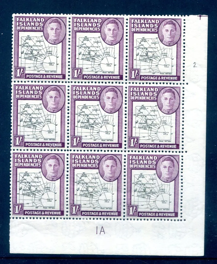 Falkland Is Dependencies 1946/49 1/- black & ... Image 1++